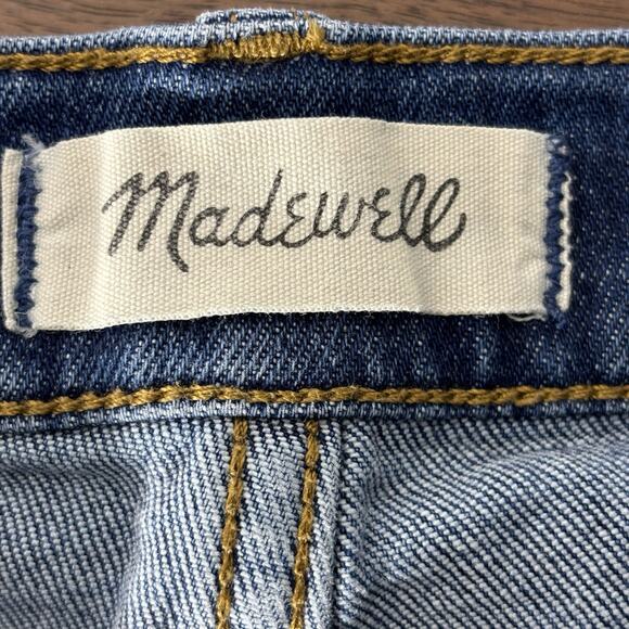 Madewell High Rise Mid Length Denim Shorts 30 Medium Wash Frayed Hem Classic - Picture 5 of 8